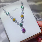3.5 carat moissanite sterling silver necklace with a sparkling central gemstone, elegant jewelry piece with a polished finish.