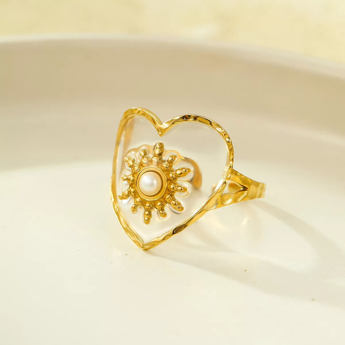 18K gold-plated adjustable open ring with sleek design, showcasing a shiny gold finish and open band style.