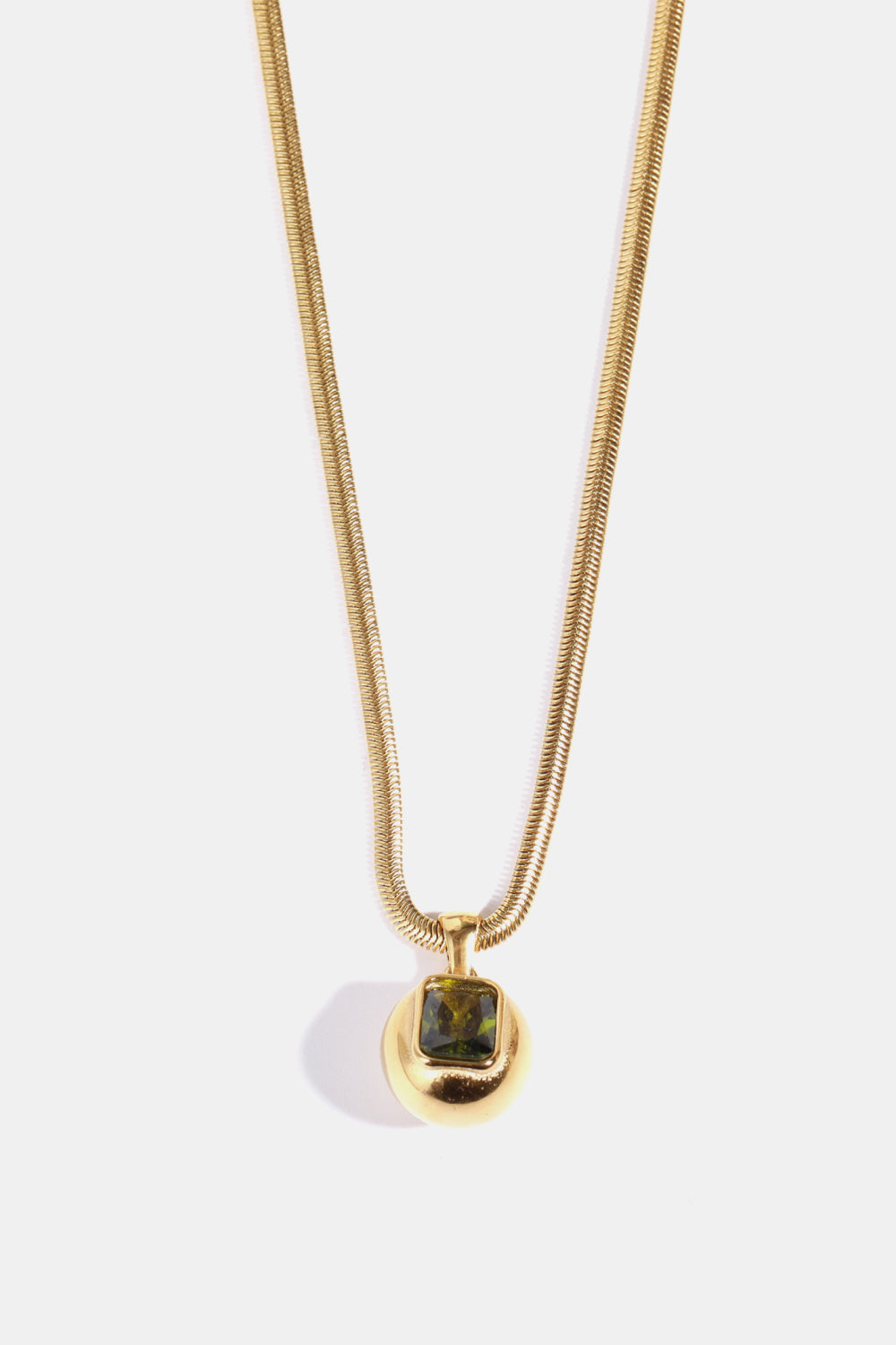 Zircon 18K gold-plated geometrical shape pendant necklace with a modern design on a delicate chain.
