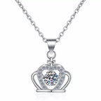 Sterling silver zircon crown pendant necklace featuring a detailed crown design, crafted by Shopimist.