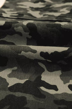 Camouflage print women's denim pants with multiple pockets by Shopimist, featuring a relaxed fit and stylish design.
