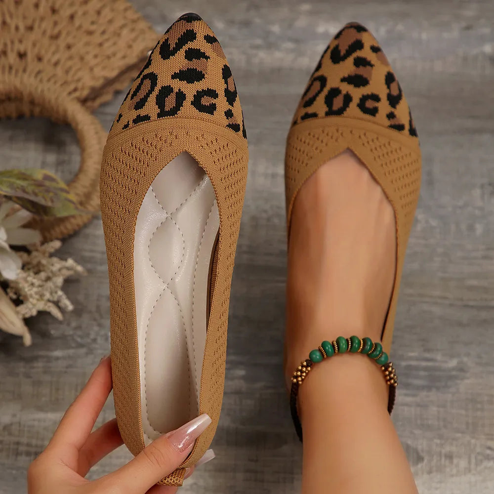 Point toe mesh flat slip-on footwear from Trendsi featuring breathable mesh material and a sleek, minimalist design.