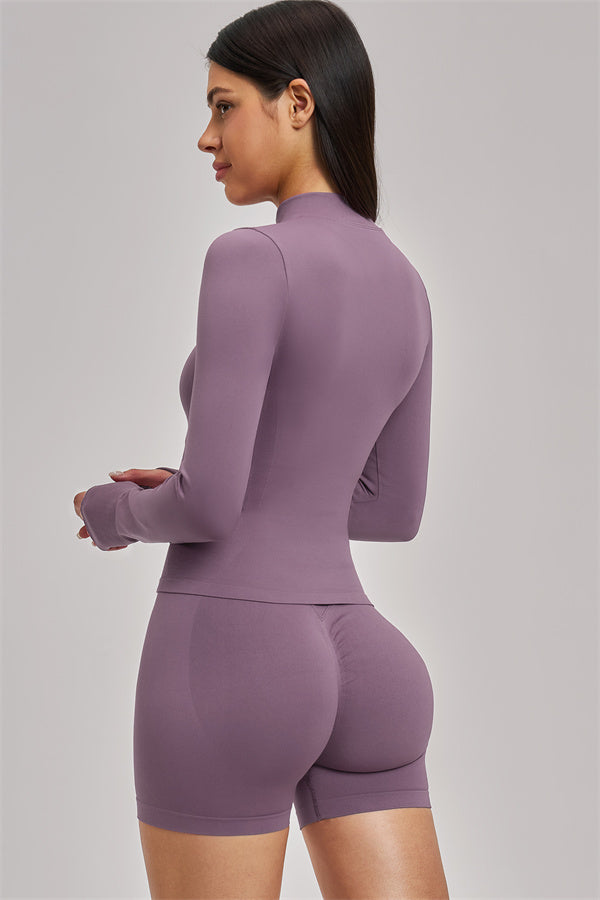 Fitglutes Activewear 3-piece set including a sports bra, jacket, and shorts, designed for gym and workout activities.