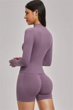 Fitglutes Activewear 3-piece set including a sports bra, jacket, and shorts, designed for gym and workout activities.