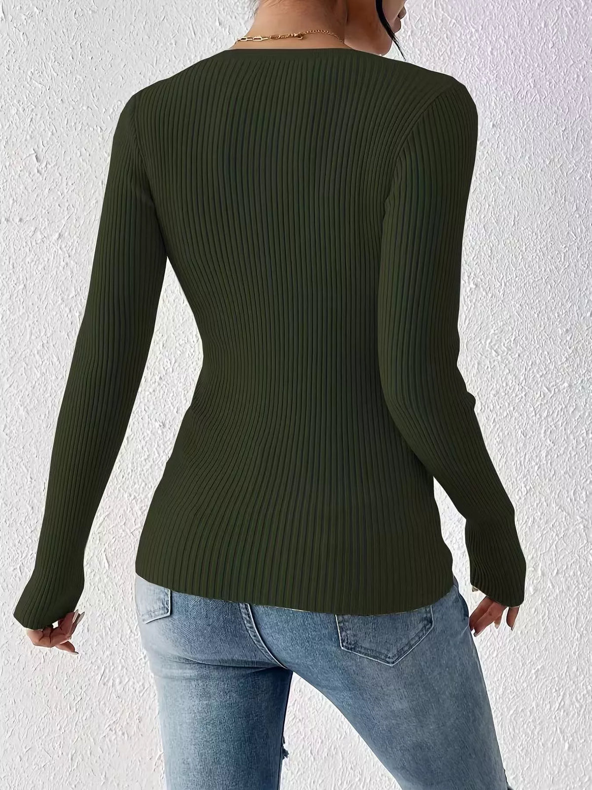 Ribbed knit button-front top from Simply Love featuring a fitted design and textured knit fabric in a stylish, casual look.