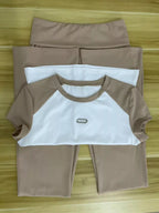 Contrast short sleeve tee and pants set by Shopimist, featuring a stylish casual outfit with a matching top and bottom in a comfortable fabric.