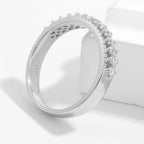 925 sterling silver ring with inlaid zircon gemstones, featuring a sleek and elegant design from Shopimist.