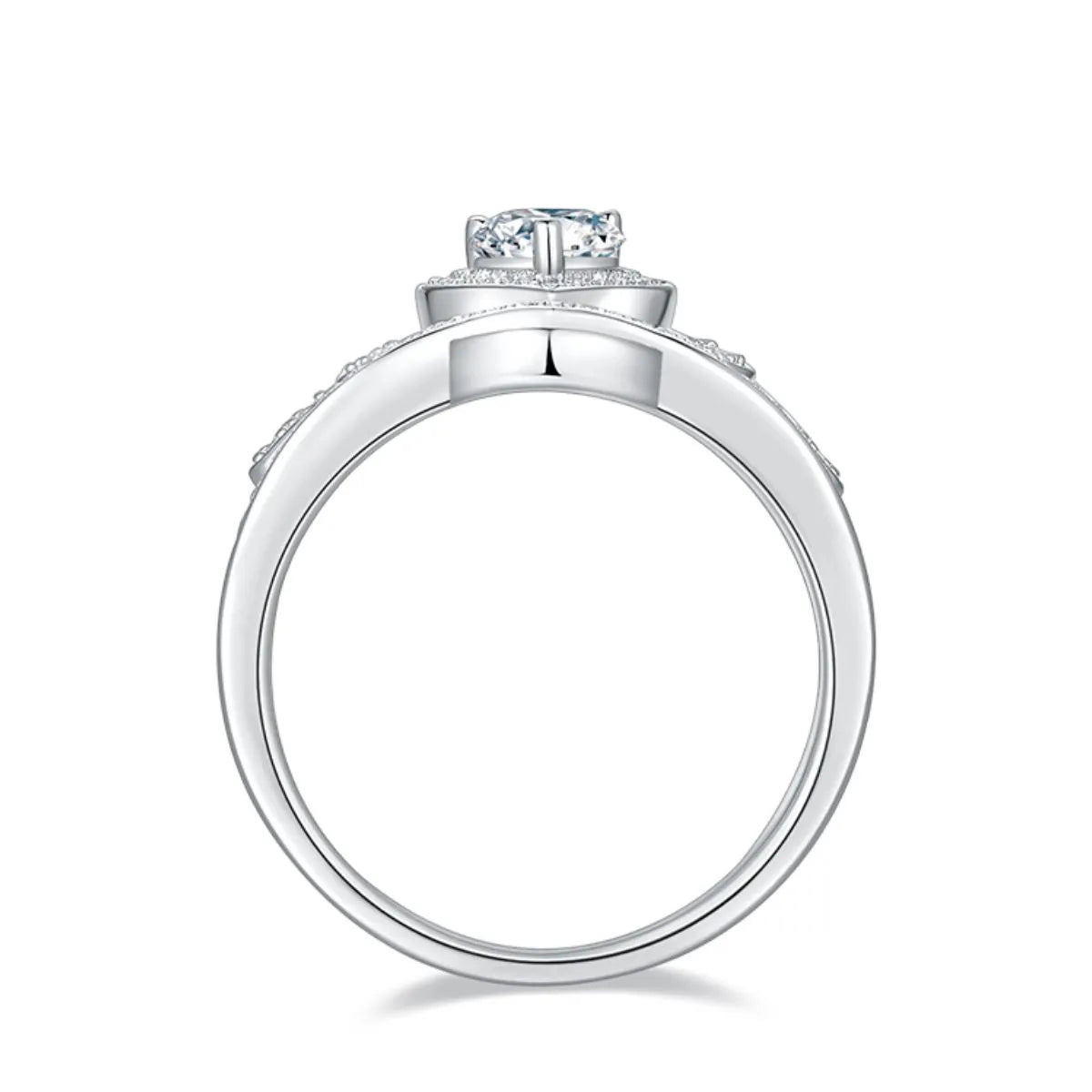 Sterling silver ring with 1 carat moissanite gemstone, crafted by Shopimist, showcasing a sparkling and elegant design.