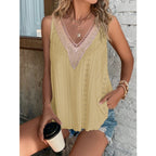 VibeEase V-Neck Summer Tank Top by Plush Fashion Hub, casualwear in soft fabric, featuring a stylish V-neck design and sleeveless fit.