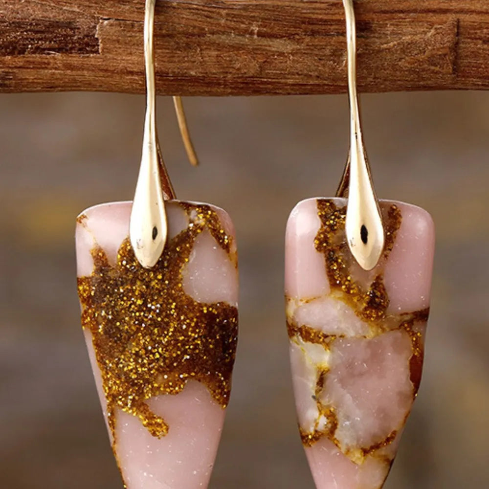 Natural stone geometric shape earrings featuring modern design, crafted by Plush Fashion Hub with stylish, minimalist appeal.