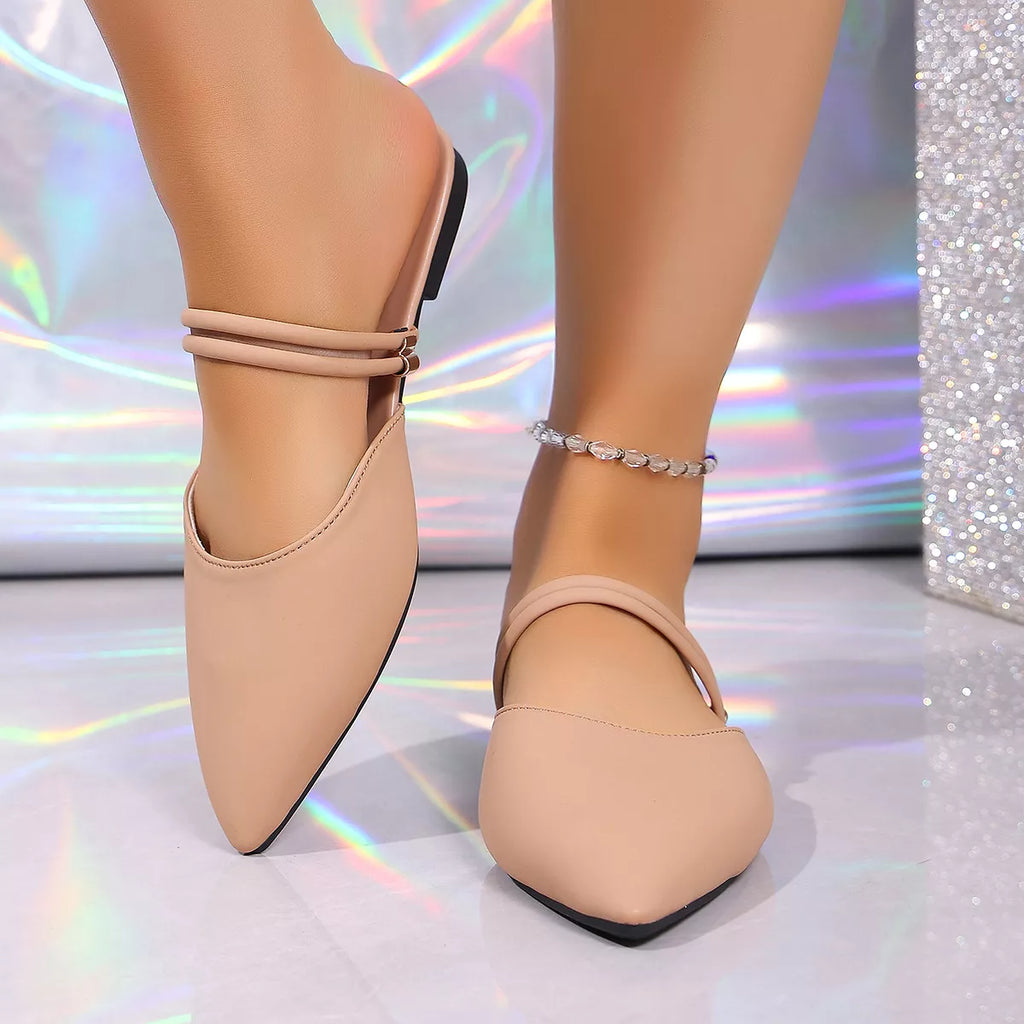 Shopimist point toe flats sandals featuring sleek design and comfortable fit, perfect for casual or dressy occasions.