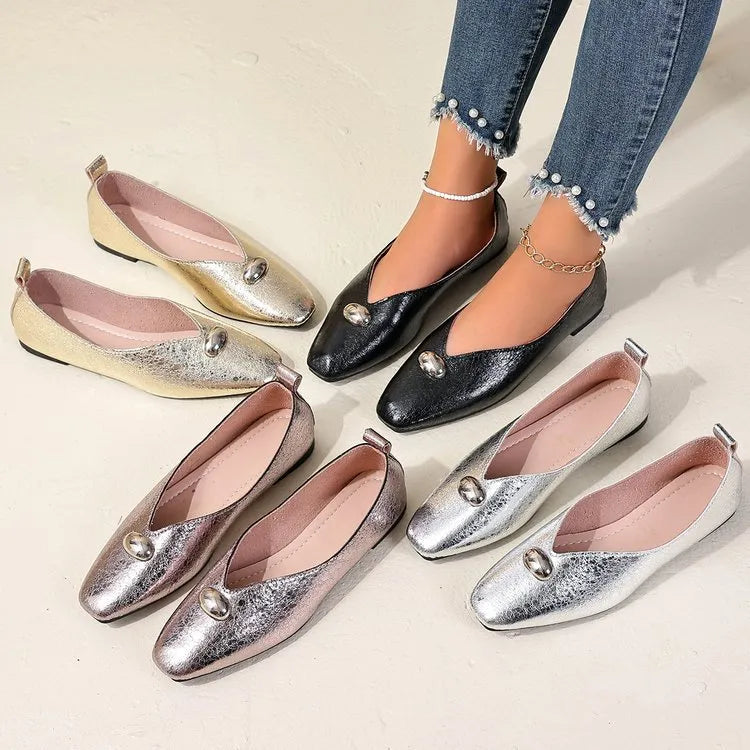 Women's square toe slip-on flats by Trendsi, stylish and comfortable women's shoes with a sleek square toe design.