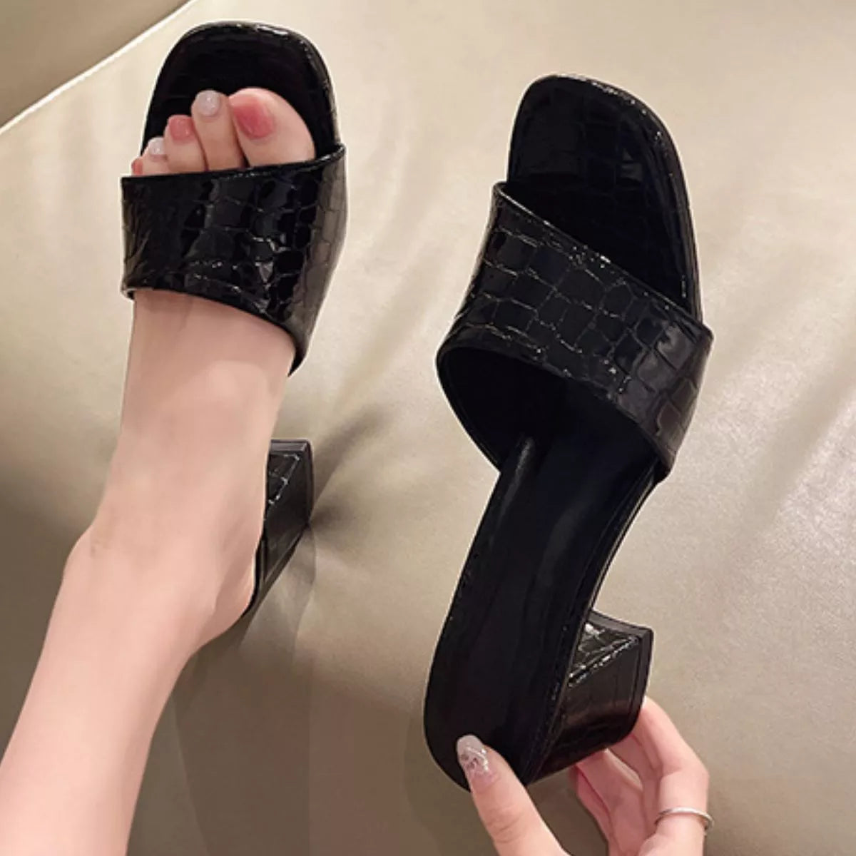 Shopimist open toe block heels sandals with stylish design, featuring a comfortable heel height and trendy open toe style.