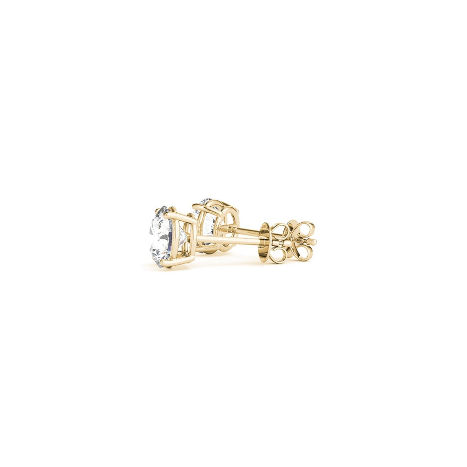 Certified IGI lab-grown round diamond stud earrings in 14k yellow gold with G/VS2 clarity, 1.5 cttw from Bids.com