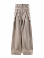 Men's wide leg striped casual trousers from Trendsi, breathable relaxed fit pants with a stylish striped pattern.