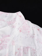 Floral print layered ruffle dress by Shopimist featuring a flowy design and vibrant floral patterns.