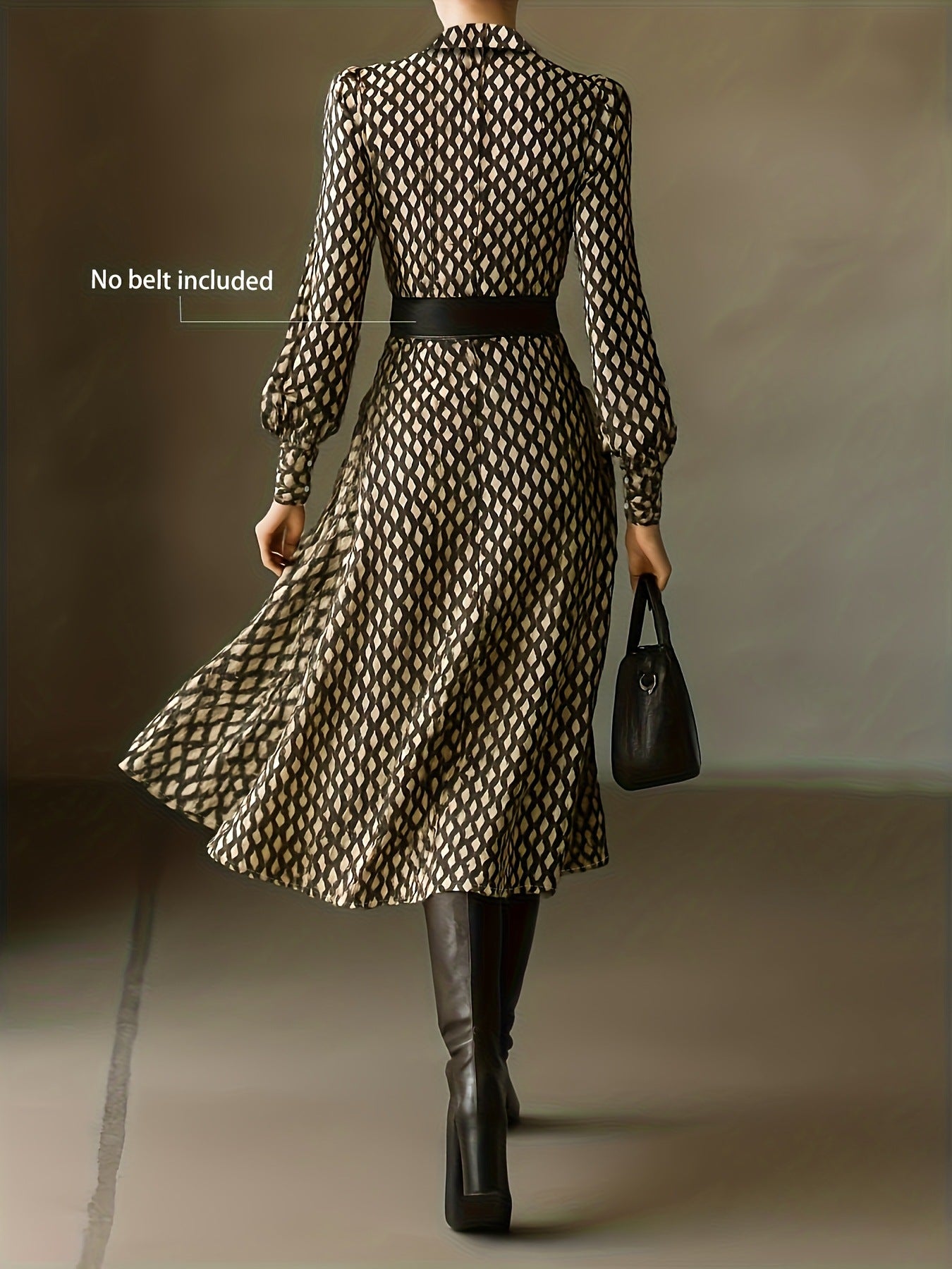 Elegant long sleeve floral ruffled midi dress by Trendsi, featuring a printed fall design and feminine style.