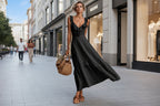 FitiqueFit sleeveless ruffle detail high-waist maxi dress in multiple colors, casualwear with flowing fabric and elegant ruffle accents.
