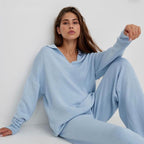 Solid color lapel sweater set for women by FitiqueFit, casualwear featuring a cozy sweater and matching pants in a relaxed fit.
