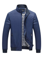 Men's plus size casual lightweight jacket with stand collar by Shopimist, shown in a relaxed fit and versatile style.