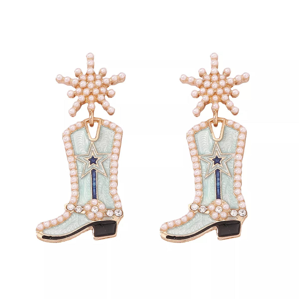 Cowgirl Boot Dangle Earrings by Shopimist with Western-style boot design, perfect for fashion and accessories.