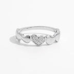 925 Sterling Silver Heart Ring with inlaid zircon stones, showcasing a delicate and elegant jewelry design.