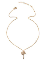 Zircon Palm Tree Pendant Necklace