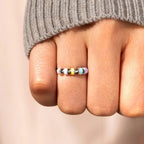 925 Sterling silver oil drip ring with a sleek, modern design, showcasing a shiny, polished finish and intricate detailing.