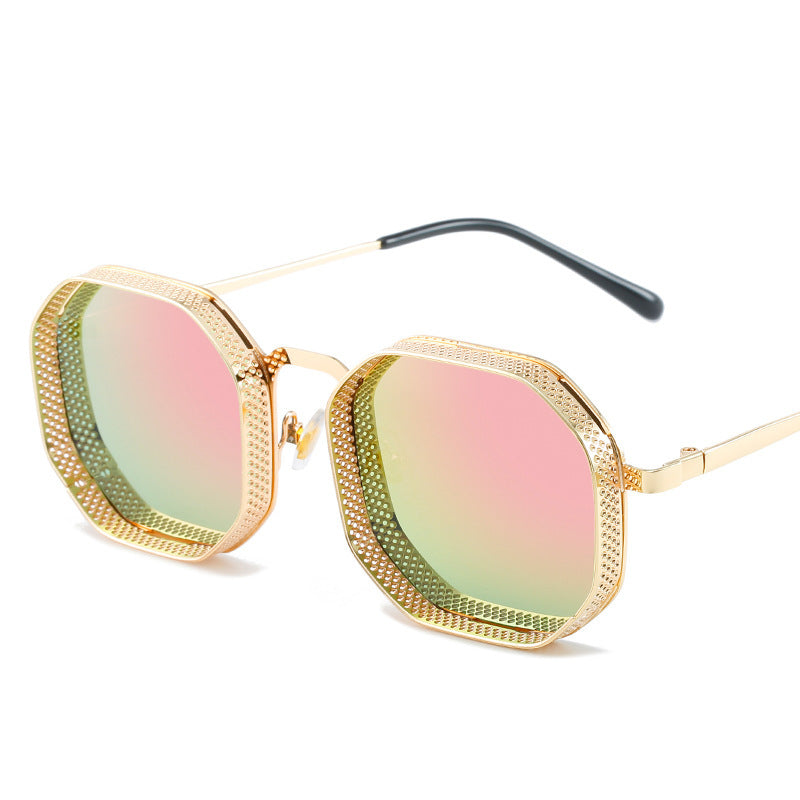 Lightweight, sleek metal frame sunglasses by FitiqueFit with stylish design and tinted lenses on a white background.
