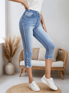 Women’s casual denim shorts with drawstring waist from FitiqueFit, featuring a relaxed fit and stylish design.