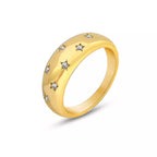 18K gold-plated Zircon ring from Shopimist featuring a sparkling stone and elegant design on a white background.
