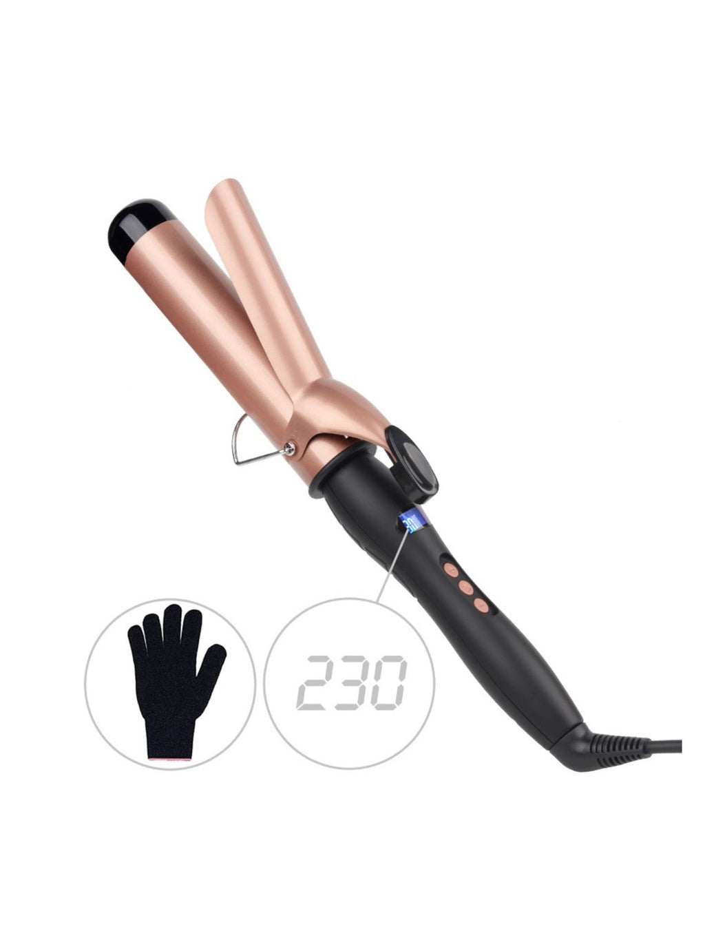 Professional Trendsi ceramic curling iron with fast heating, anti-scald design, ideal for hair styling and curling.