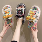 Shopimist open toe lace-up sandals with stylish straps and a comfortable flat sole, perfect for casual summer wear.