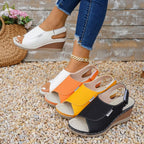 Shopimist peep toe wedge sandals with chunky heels and stylish design, perfect for summer casual wear.