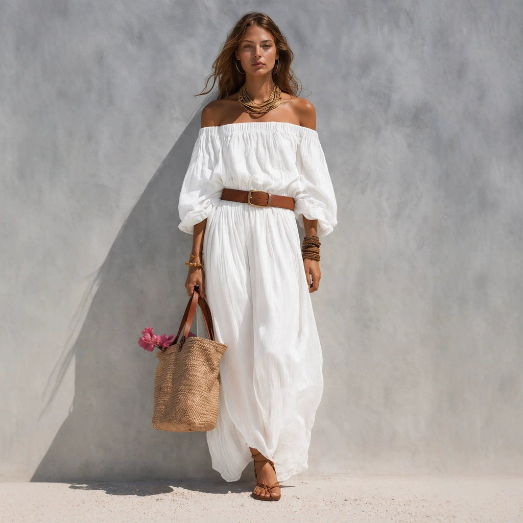 Women's boat-neck sleeveless cotton-linen maxi dress by Plush Fashion Hub, featuring a flowing silhouette and casual summer style.