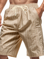 Men's plus size striped casual shorts with drawstring waist by Trendsi, featuring a relaxed fit and stylish design.