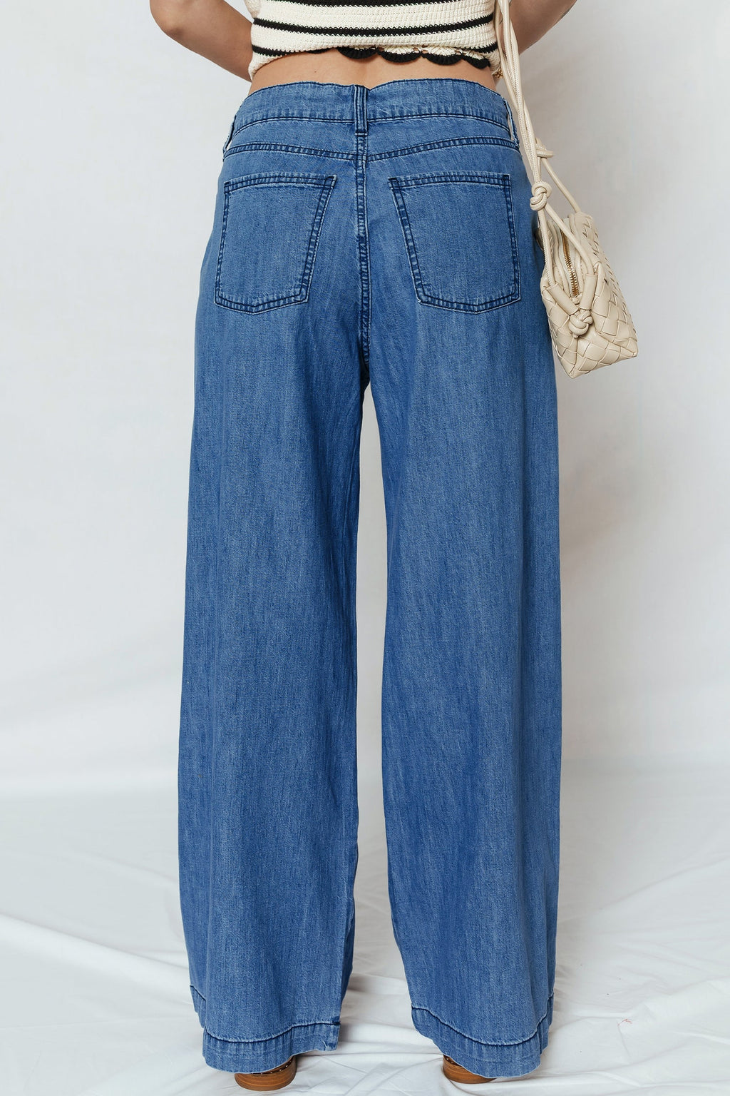 Light blue Oakleigh On Wide Leg Jeans by Threaded Pear, featuring a relaxed fit and classic denim texture.