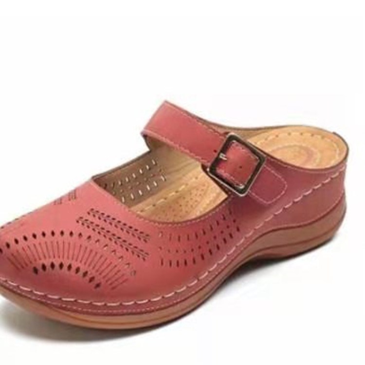 Women's large wedge heel vintage scrub air breathable sandals by Plush Fashion Hub, featuring open toe design and comfortable wedge sole.