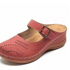 Women's large wedge heel vintage scrub air breathable sandals by Plush Fashion Hub, featuring open toe design and comfortable wedge sole.