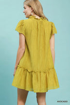 Textured Umgee Ruffle Hem Mini Dress with flowy silhouette and stylish details, perfect for casual or dressy occasions.