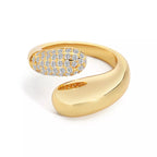 18K gold-plated open ring with sleek design, displayed on a neutral background, showcasing elegant jewelry craftsmanship.