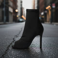 Women’s peep toe stiletto boots with high heels and fishmouth design from Plush Fashion Hub, stylish footwear for fashionable looks.