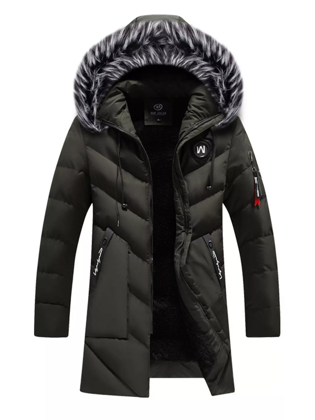 Men's plus size longline padded winter coat with faux fur hood, stylish and warm outerwear from Shopimist.