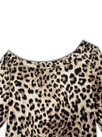 Leopard print one-shoulder top and matching pants set by Simply Love, stylish and trendy for casual or night-out wear.