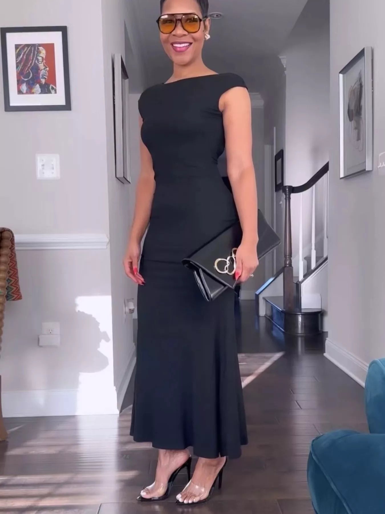 Backless cap sleeve maxi dress by Shopimist featuring a flowing silhouette and elegant design, perfect for formal occasions.