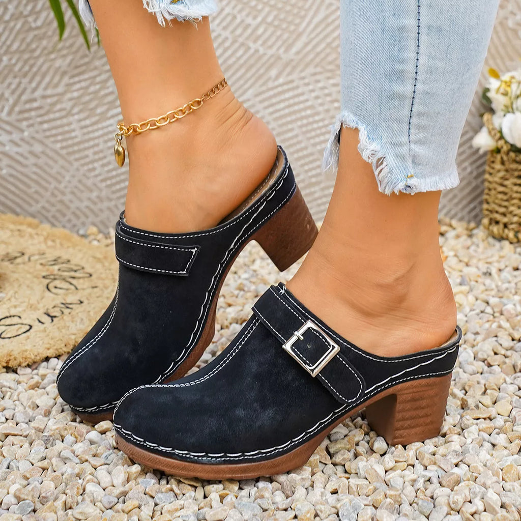 Shopimist round toe block heels sandals with stylish design and cushioned insoles, perfect for casual or dressy occasions.
