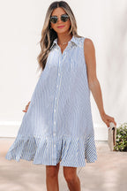 Threaded Pear Noa Stripe Dress in a stylish mini dress design, featuring bold striped pattern and lightweight fabric.