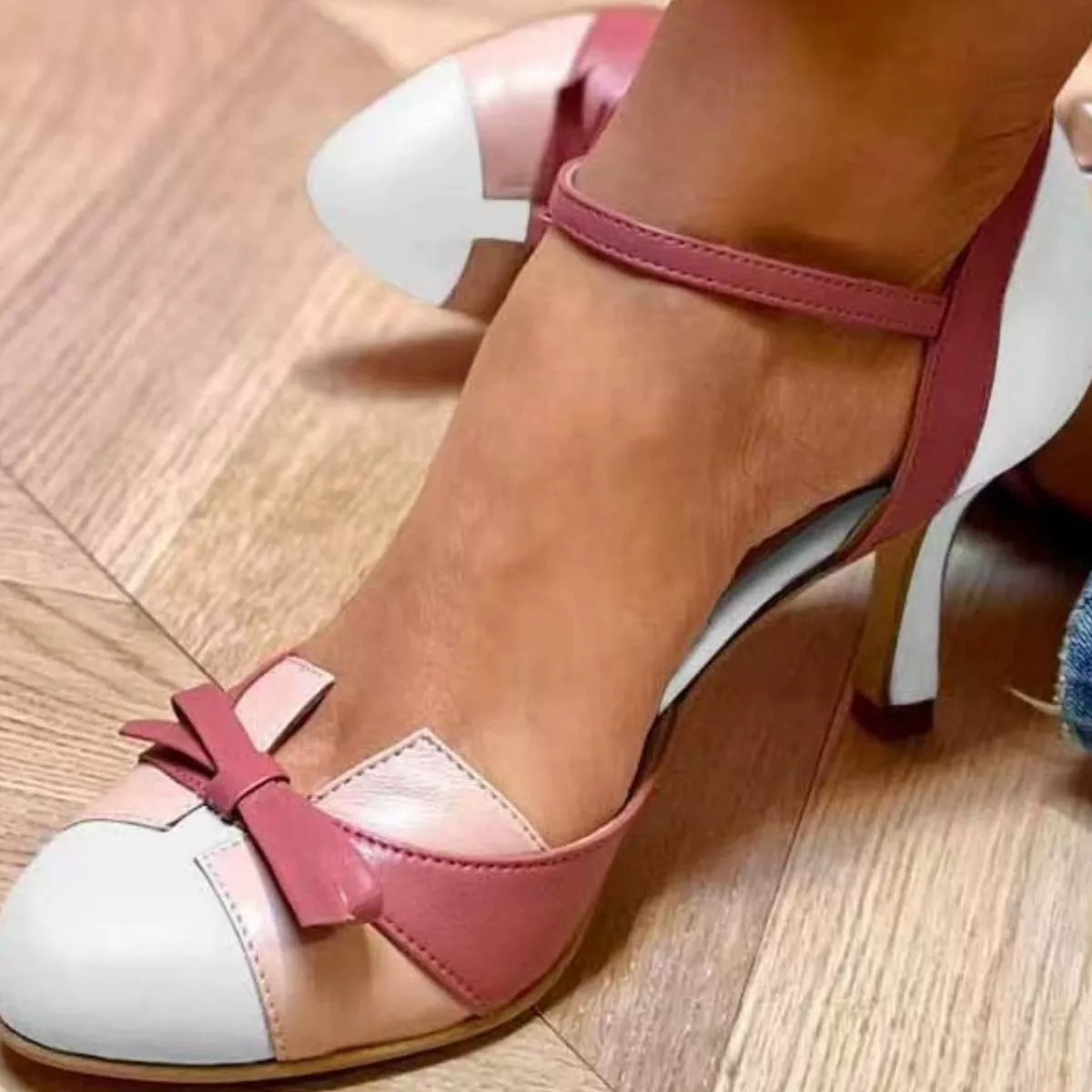 Shopimist bow round toe mid heel sandals featuring a stylish design, open toe, and comfortable mid-height heel.