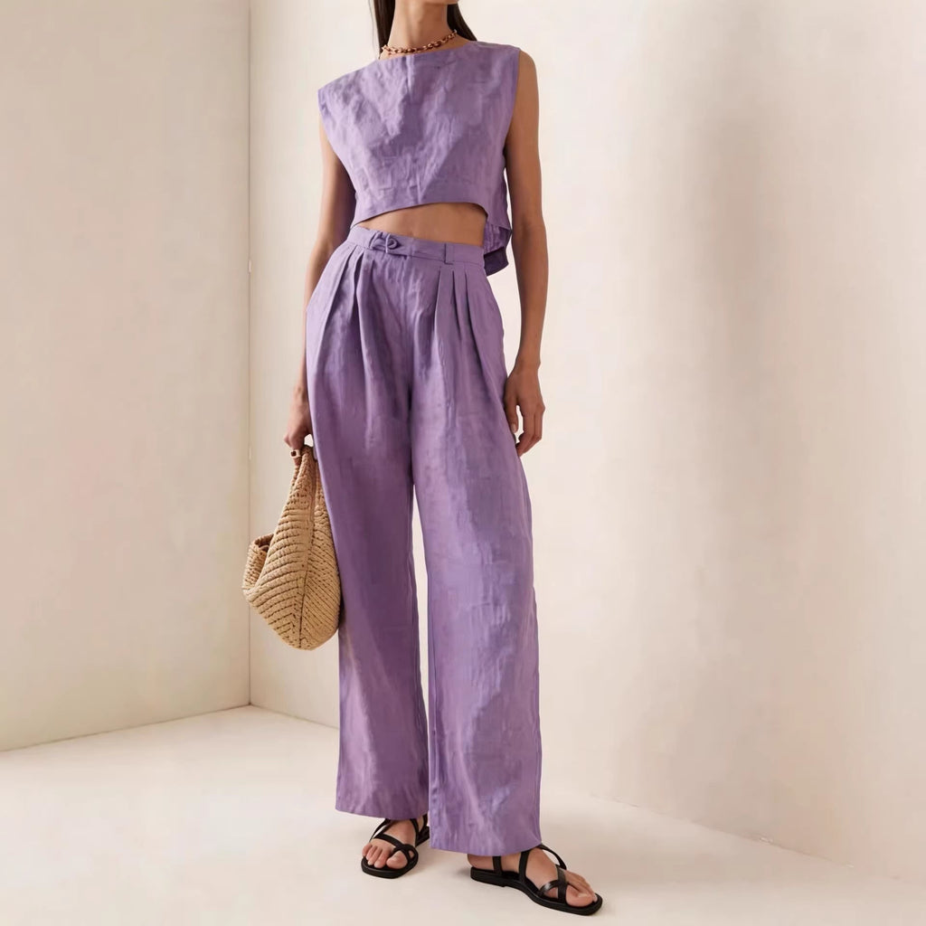 Women's loose casual two-piece set from Plush Fashion Hub featuring a breathable T-shirt and matching pants.