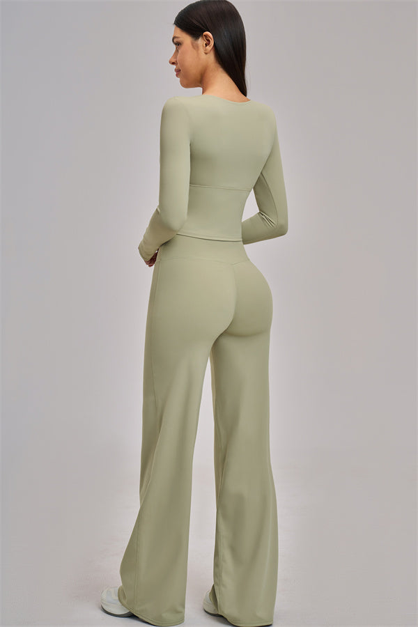 Fitglutes Activewear long sleeve crop top featuring a fitted design, perfect for gym workouts and sports activities.